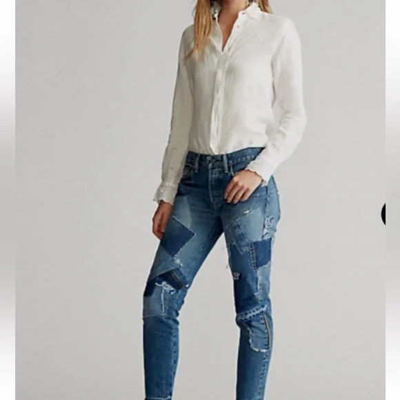 Ralph Lauren Polo
Avery Boyfriend Crop Distressed
Patchwork Jeans size 27 - Picture 3 of 17